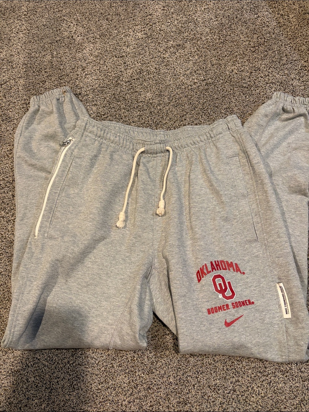 Nike Gray Men’s Oklahoma Sweatpants with Red Logo